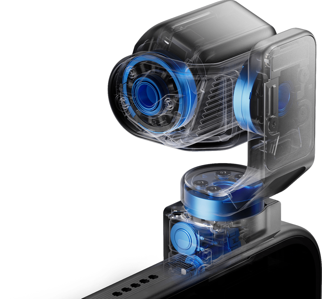 Transparent official rendering of motors and joints inside the HONOR Robot Phone gimbal